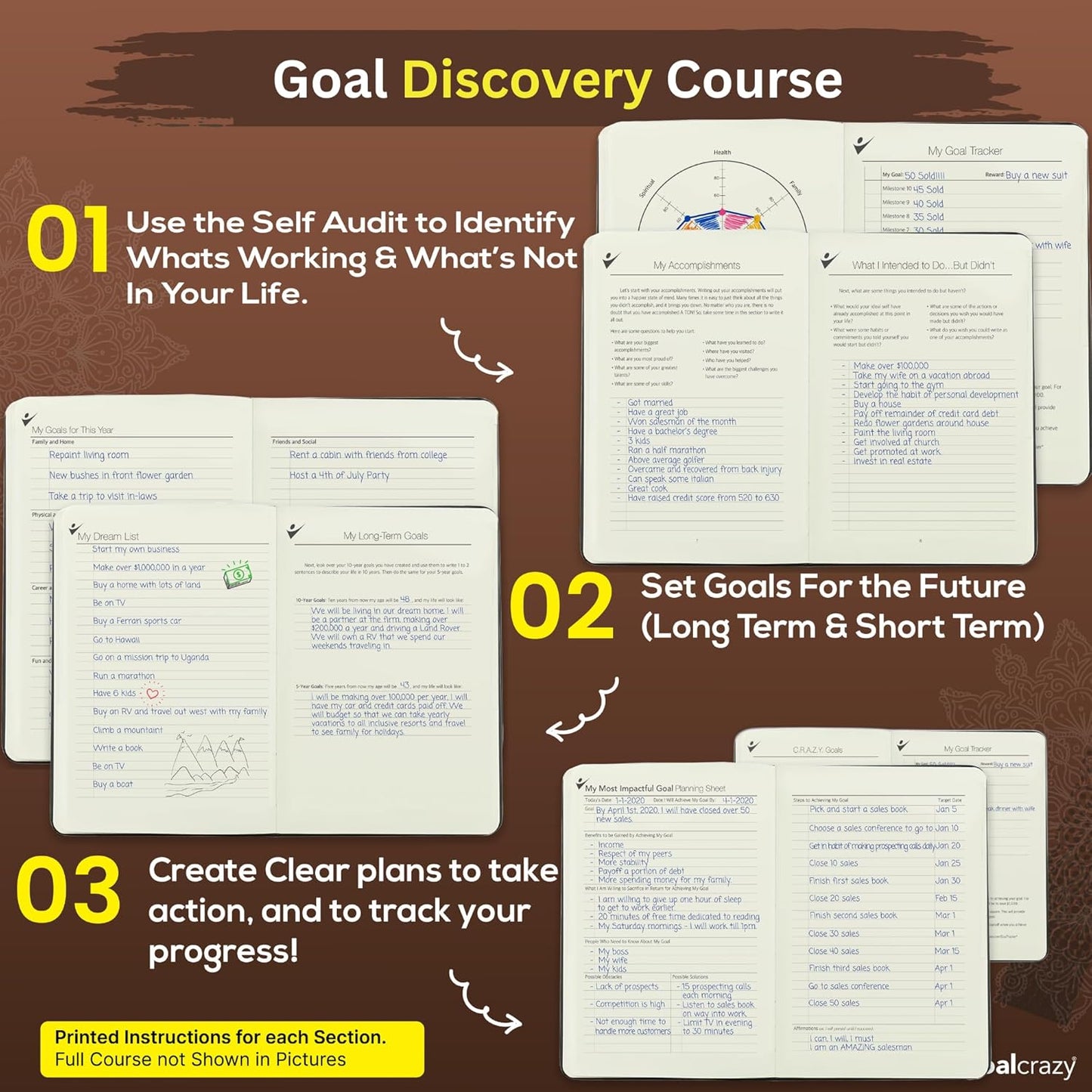 Undated Daily Planner to Achieve Your Goals 2025-2026 - 90 Day Guided Journal & Productivity Organizer with Goal Setting, Habit Tracker, To Do List, Academic & Work Calendar, Leather Hardcover - Brown