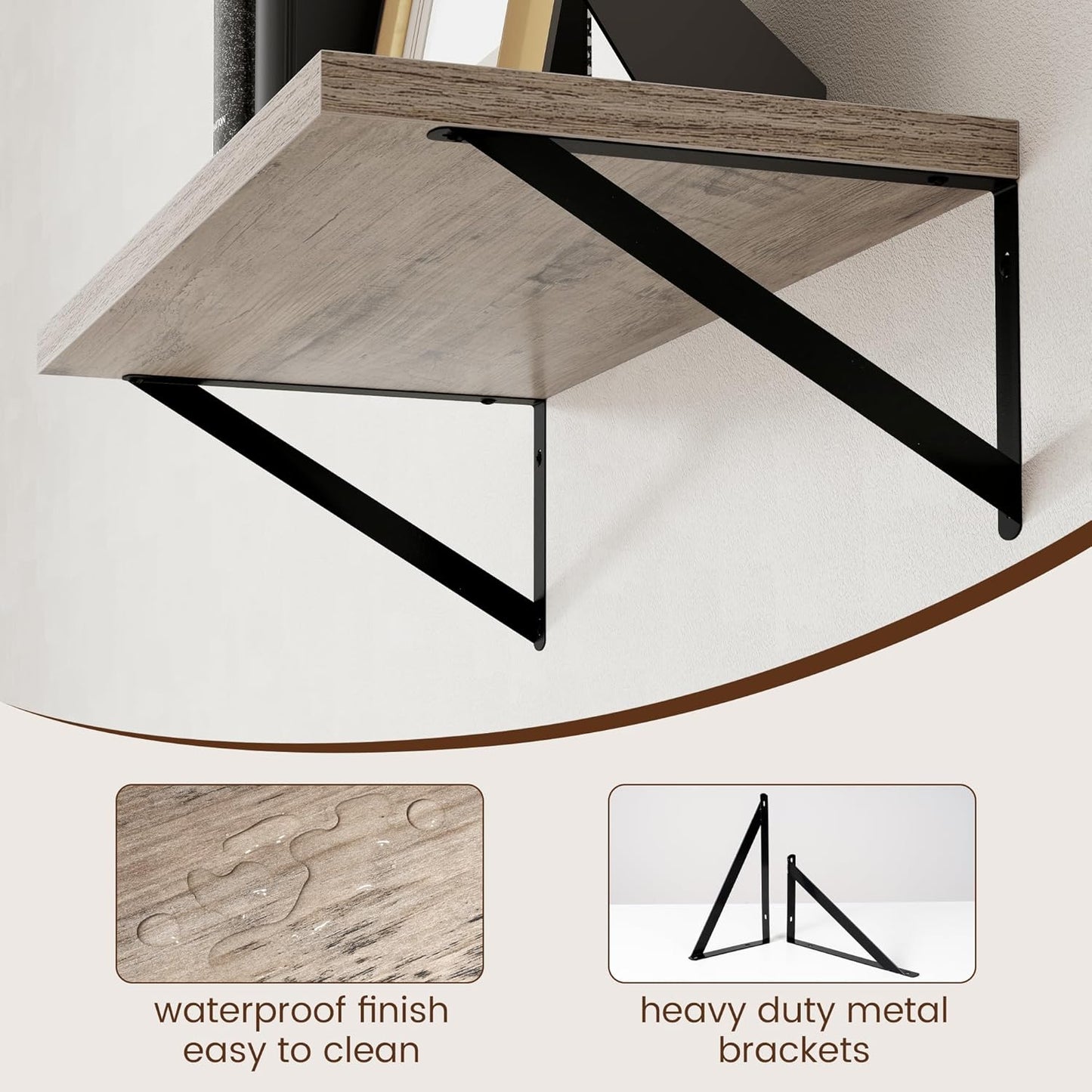 Axeman 12 Inch Deep Floating Shelves for Wall - 24 Inch Wide x 12 Inch Deep Wall Shelves Set of 2 - Rustic Grey Wood Floating Shelves for Living Room