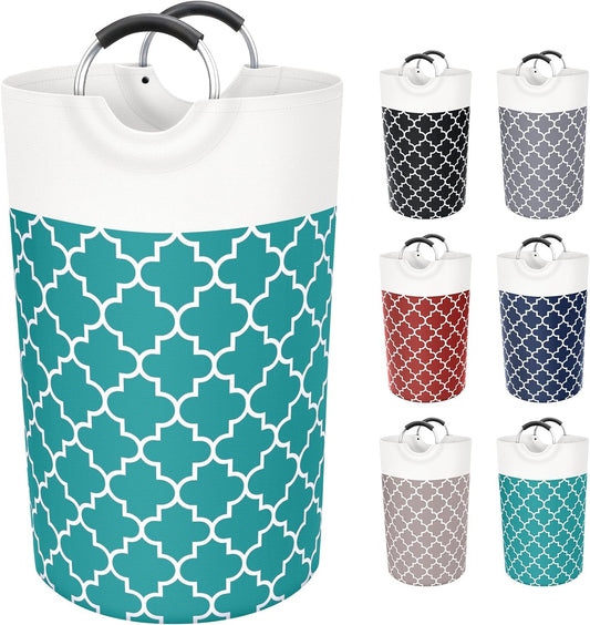 Large Laundry Basket Laundry Hamper Bag Washing Bin Clothes Bag Collapsible Tall With Handles Waterproof Travel Bathroom College Essentials Storage For College Dorm, Family (Green)82L