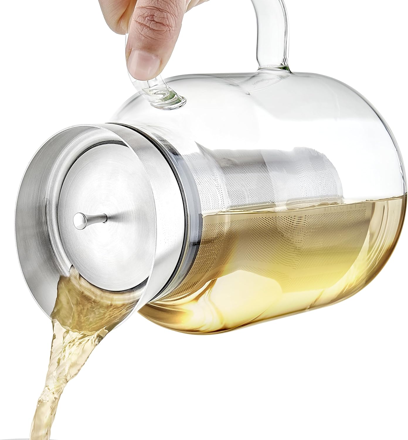 Teabloom 100% Plastic-Free Large Multi-Brew Borosilicate Glass Teapot + Kettle + Pitcher – Steep and Serve Hot Tea, Iced Tea, Cold Brew Tea and Fruit Infused Water – Legacy Tea Maker