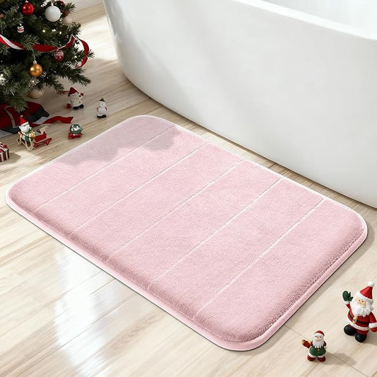 Yimobra Pink Bath Mat, Super Soft Absorbent Memory Foam Bathroom Rug Non Slip, Quick Dry, Machine Washable Floor Carpet for Tub Shower, Home Decor Accessories, 24x17