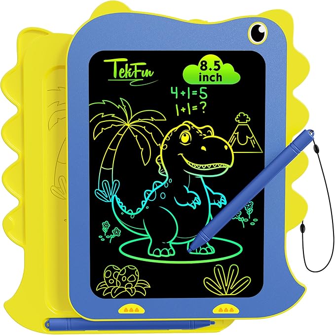 TEKFUN LCD Writing Tablet for Kids, Doodle Board Dinosaur Toys, Travel Essentials Toys for 3 4 5 6 Year Old Boys Girls, Easter Birthday Christmas Gifts (8.5inch Blue)