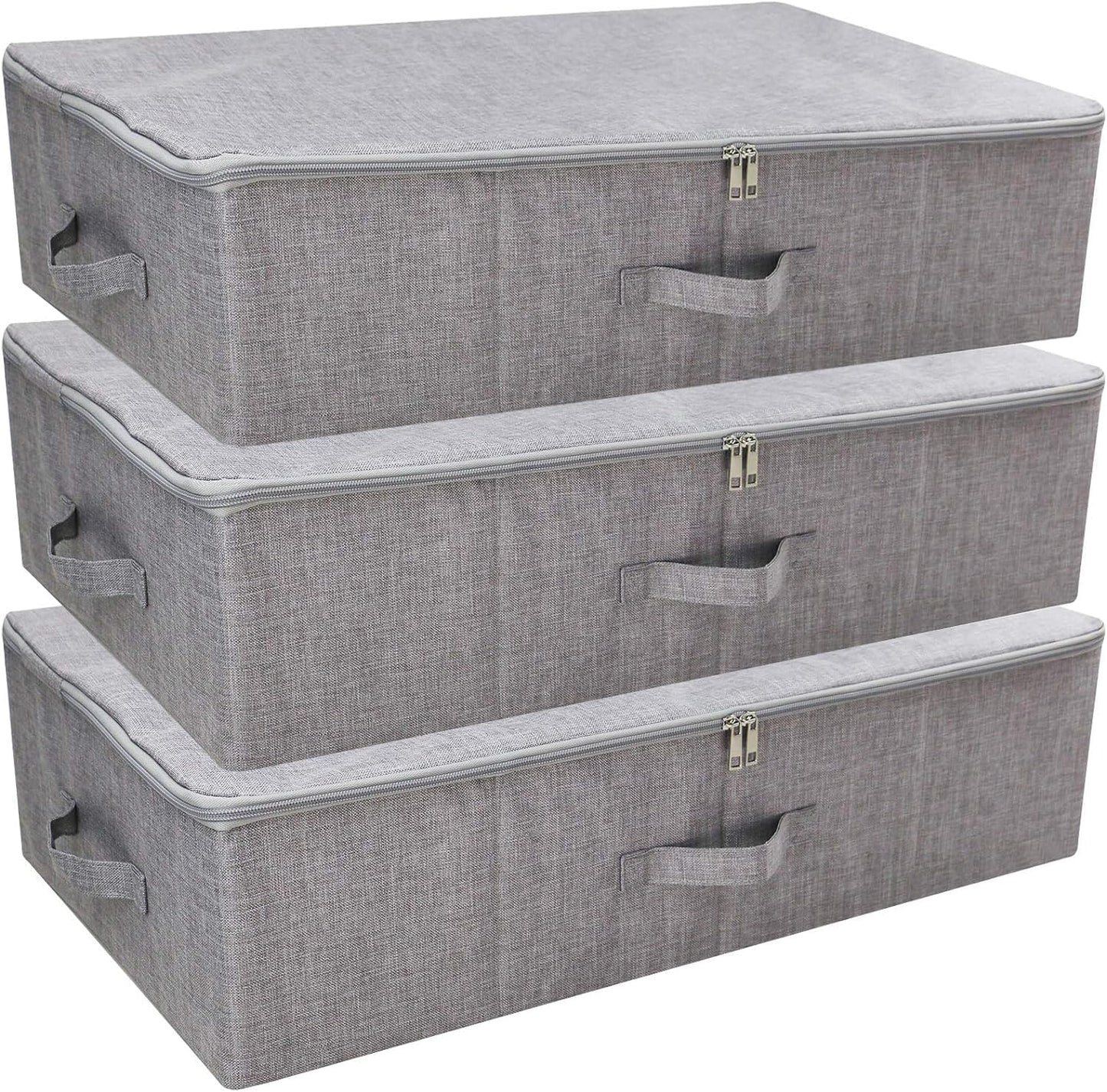iwill CREATE PRO Folding Washable Dustproof Under bed Storage Bins with Lids, Underbed Storage Containers for Closet, Wardrobe Clothes, Blanket, Duvets, Sweaters Organizer, Dark Gray, Pack of 3