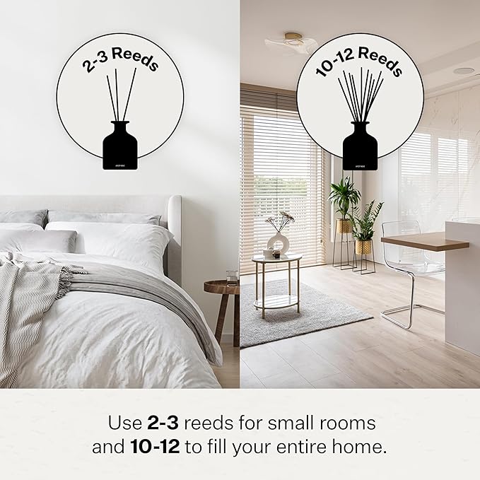 Apotheke Luxury Scented Reed Diffuser for Home, Apricot Red Currant - 6.7 Fl Oz Essential Oil Aromatherapy - 10 Rattan Scent Sticks Room Diffuser - Long-Lasting Fragrance for Bedroom, Home, Bathroom