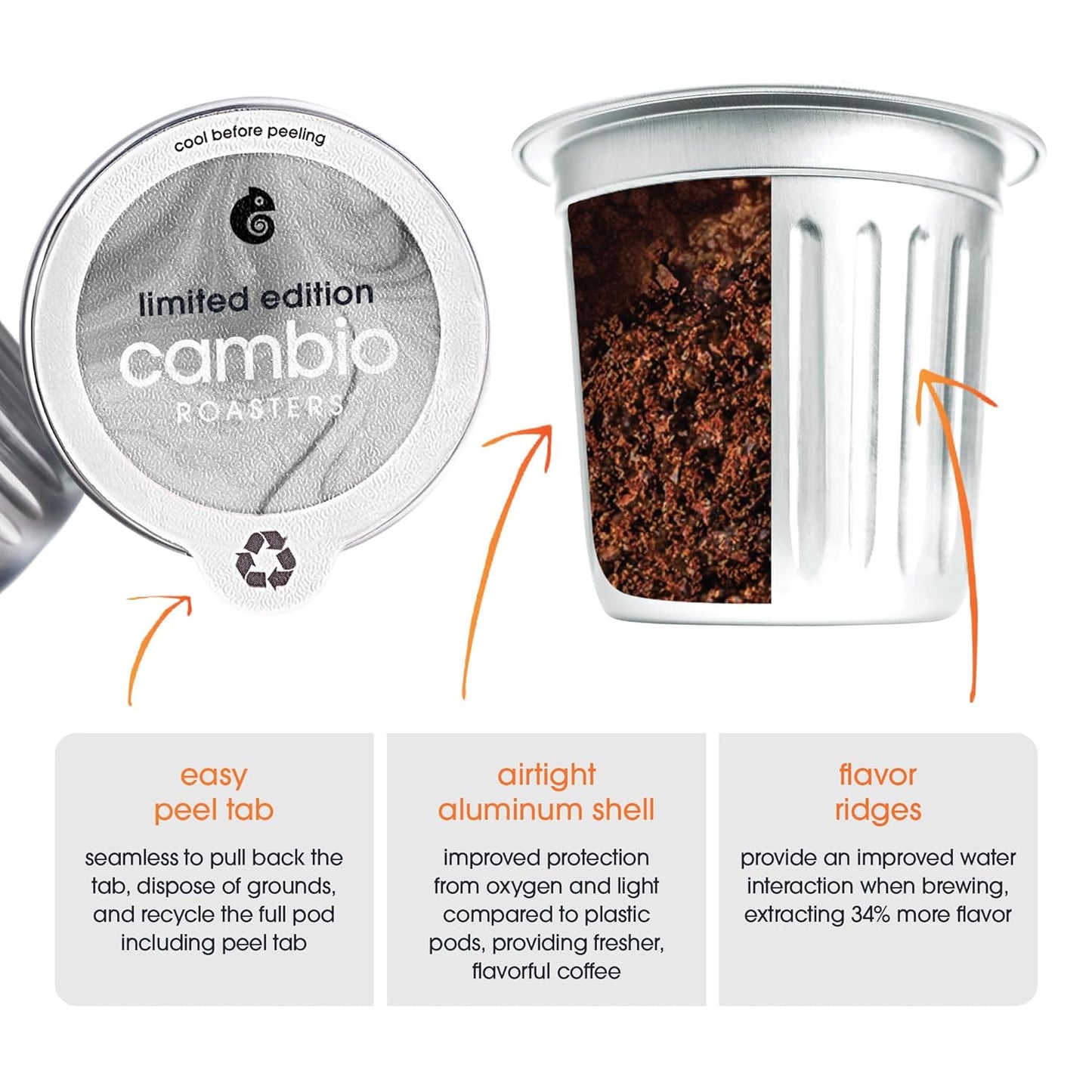 CAMBIO ROASTERS Pumpkin Spice Coffee Pods – Small Batch Medium Roast 100% Arabica Coffee Pod, Recyclable in Aluminum Pods – Keurig-Compatible, 60-Count