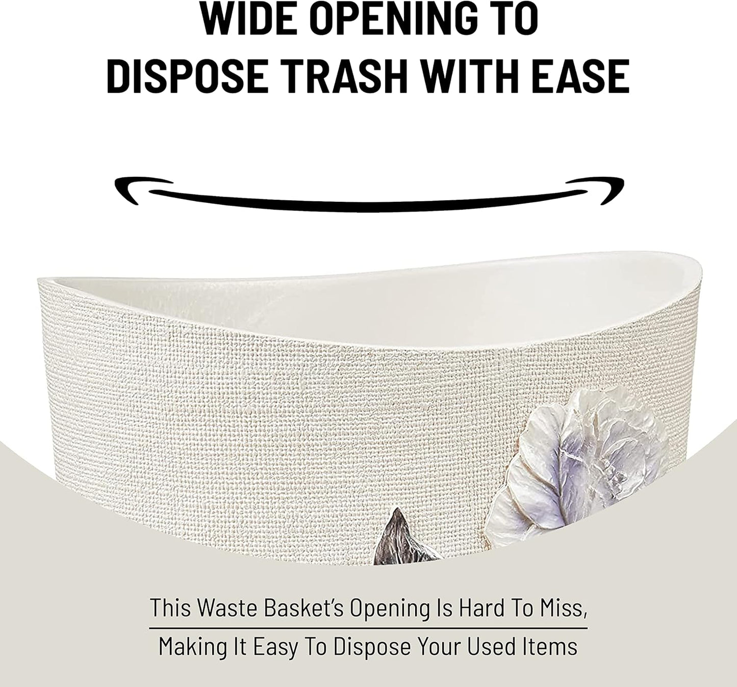 Zahari Home 2pc Michelle Bathroom Set Waste Basket & Tissue Cover Modern Classic Decor Stylish Unique Design Beautiful Floral Bathroom Accessories Set