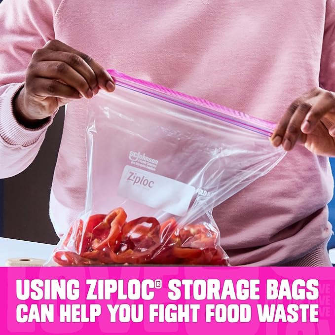 Ziploc Gallon Food Storage Bags, Stand-Up Bottom, Easy to Fill, 162 Count (Packaging May Vary)