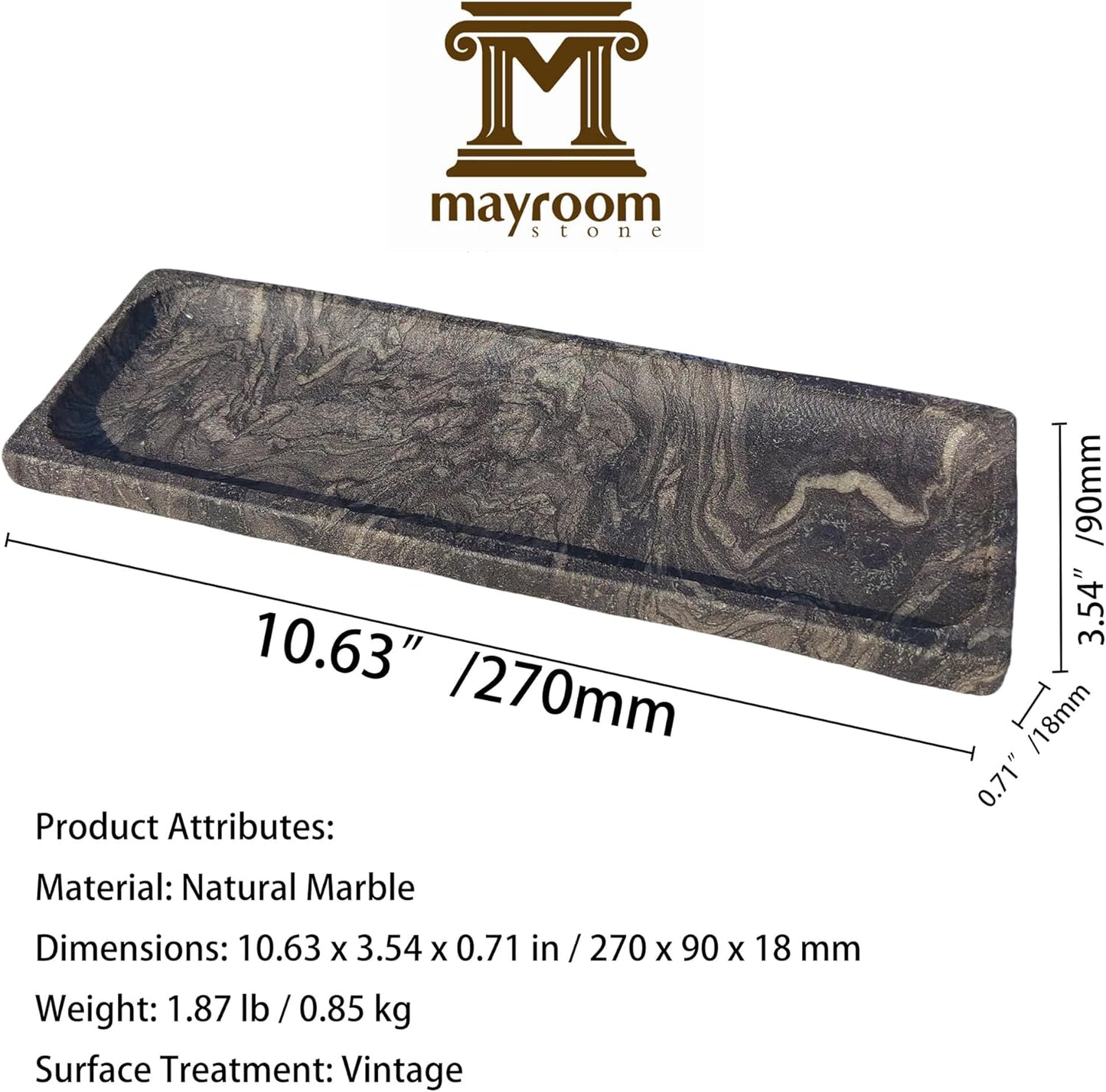 Vintage Marble Storage Vanity Tray: 10.6” x 3.5” Rectangular Decorative Tray for Bathroom Kitchen Dresser Desk Jewelry Holder Home Decor, Galactic Stars