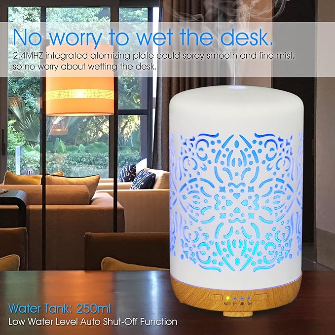 Earnest Living Smart WiFi Essential Oil Diffuser White Ceramic Diffuser 250 ml with Alexa App Phone Control LED and Auto Off Office Humidifier Aromatherapy Diffusers for Essential Oils