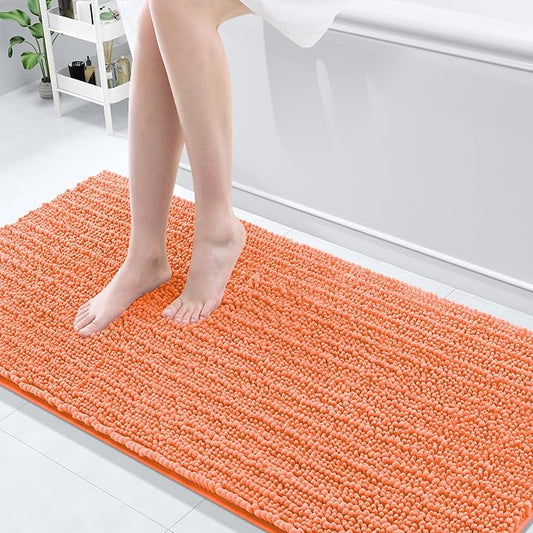 Arotive Luxury Chenille Bathroom Rug Mat, Extra Soft Thick Absorbent Shaggy Bath Rugs, Non-Slip Machine Wash Dry, Plush Bath Mats for Bathroom, Shower and Tub, 70x24, Coral