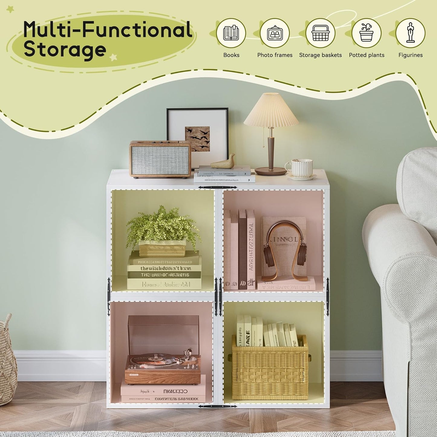 2-Tier Stackable Cube Storage Organizer, DIY Open Storage Display Bookcase with Anti-Tip Design, Cube Book Shelf for Bedroom, Office, Dorm,15" W x 11.81" D x 30" H, White