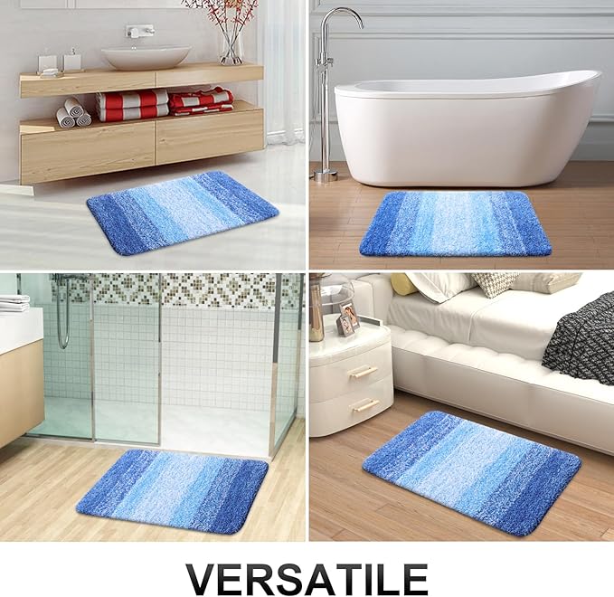 OLANLY Bathroom Rugs Mat 30x20, Extra Soft Absorbent Microfiber Bath Rugs, Rubber Backing, Quick Dry, Washable Bath Mats for Bathroom Floor, Tub and Shower, Home Decor Accessories, Light Royal Blue
