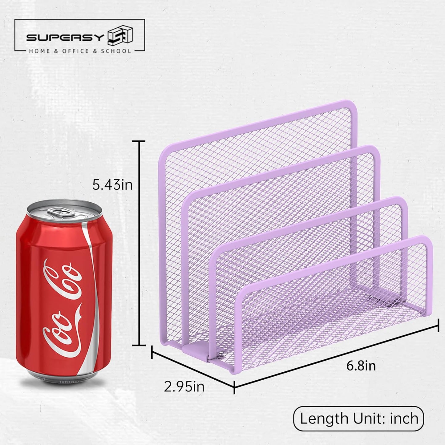 SUPEASY Mail Organizer for Desk, Mesh Metal Mail Holder Countertop with 3-Slot, Letter Sorter File Holder, Office Envelope Organizer for Mails (Purple)