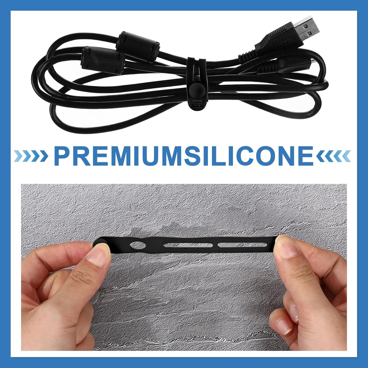 42 Pcs Silicone Cable Ties Reusable Cord Straps Multipurpose Elastic Cable Organizer for Bundling Fastening Earphone Phone Charger Home Office School (Black, White, Gray,3.15 Inch)