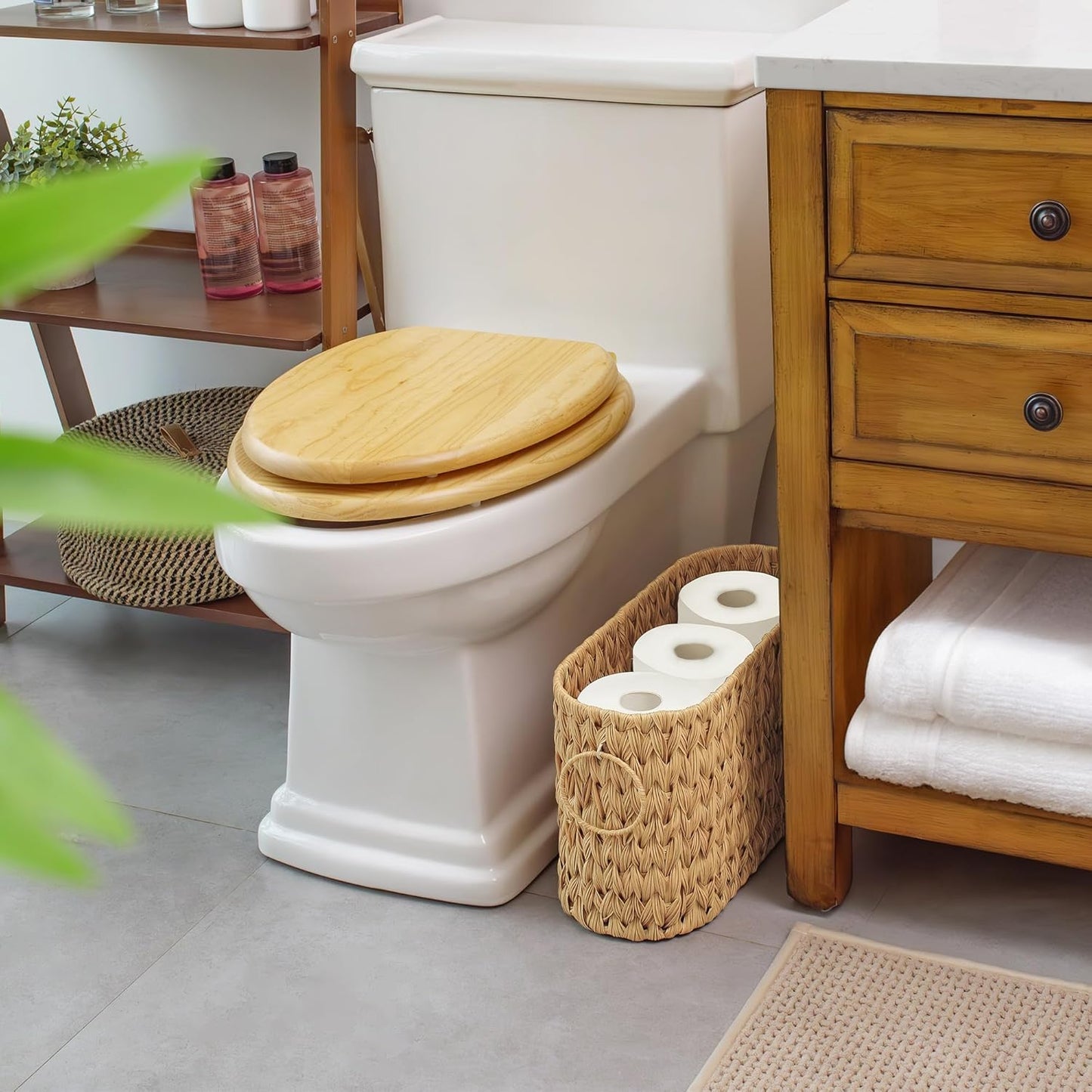 GRANNY SAYS Toilet Paper Storage, Bathroom Storage Basket, Toilet Paper Basket for 6 Mega Rolls, Toilet Paper Holder with Storage, Wicker Basket for Bathroom Accessories