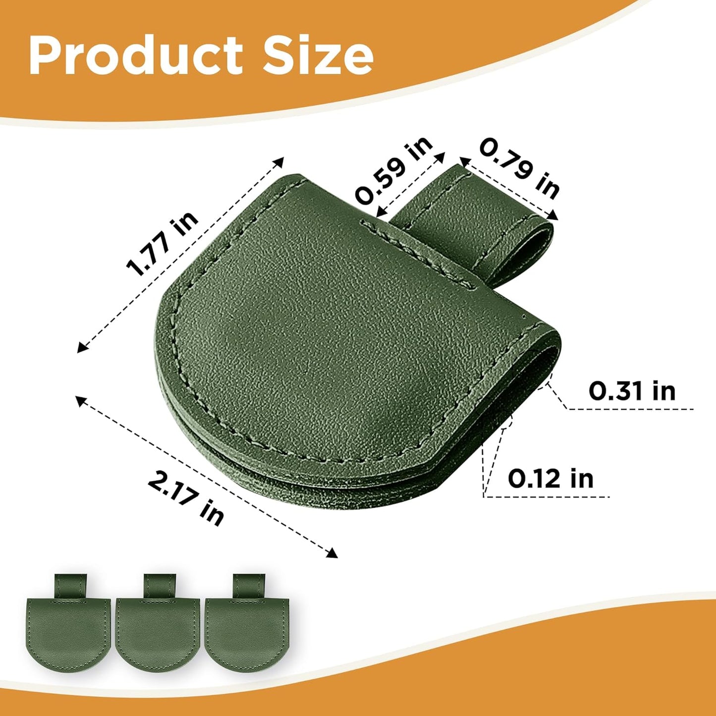 Magnetic Pen Loop Holder, Pencil Holder for Notebooks, Journals, Calendars, PU Leather 3 Pack, Green