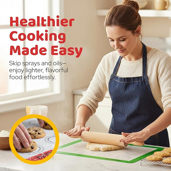 HOTPOP Silicone Baking Mats 0.75mm - Non-Stick Silicone Sheets for Bake Pans and Rolling with Outlines for Pastries - Silicone Baking Sheet - Macaron/Pastry/Cookie/Bun/Bread Making (3 QUARTER SIZE)