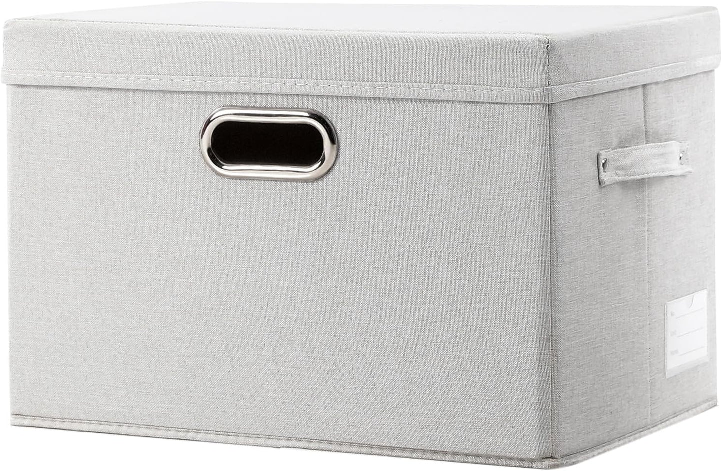 PRANDOM Collapsible Storage Bin with Lid [1-Pack] Fabric Foldable Storage Box Organizer Container Basket Cube with Cover for Home Bedroom Closet Office Nursery Beige(15.3x10x9.7)