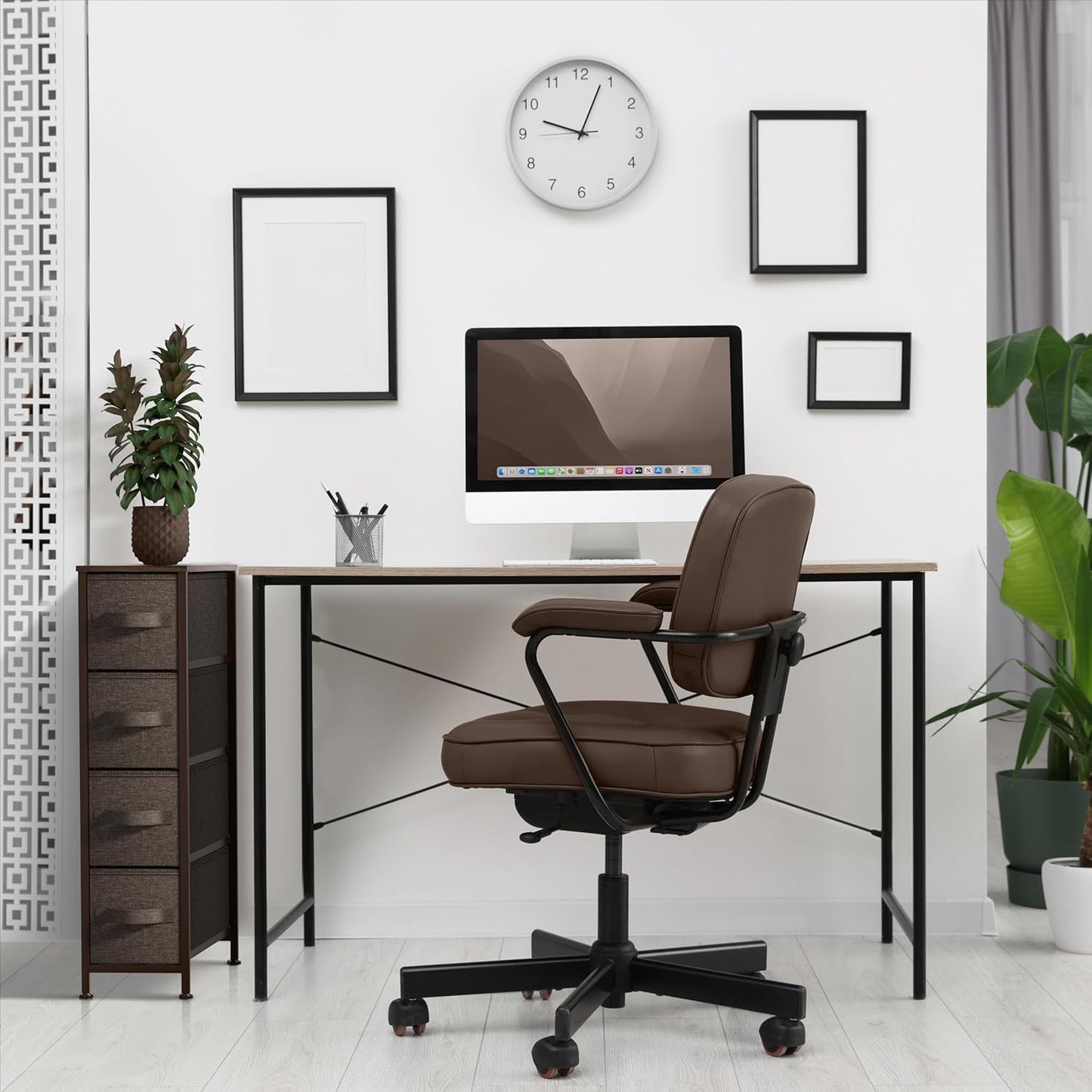 Sorbus Narrow Dresser with 4 Drawers - Vertical Slim Storage Chest of Drawers with Steel Frame, Wood Top & Easy Pull Fabric Bins for Small Spaces, Closets, Bedroom, Bathroom & Laundry (Brown)