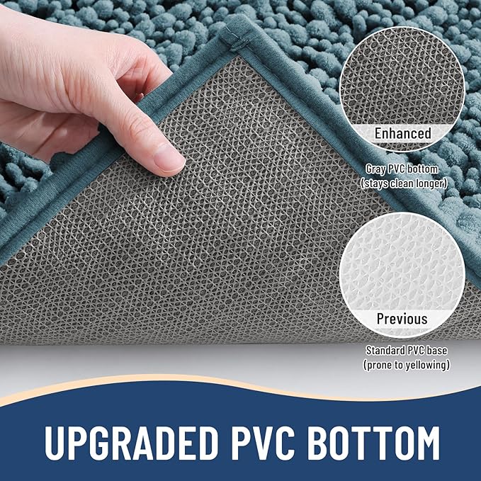 Arotive Luxury Chenille Bathroom Rug Mat, Extra Soft Thick Absorbent Shaggy Bath Rugs, Non-Slip Machine Wash Dry, Plush Bath Mats for Bathroom, Shower and Tub, 47x24, Smoky Gray