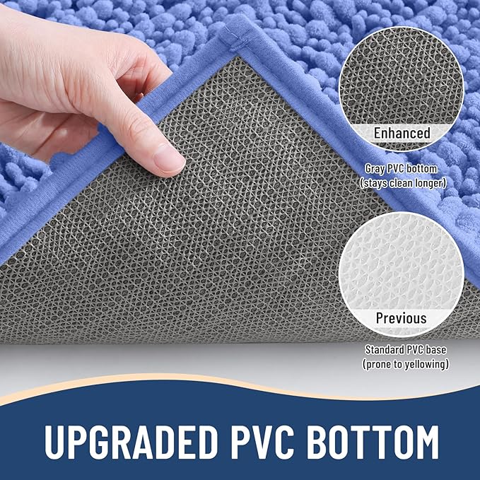 Arotive Luxury Chenille Bathroom Rug Mat, Extra Soft Thick Absorbent Shaggy Bath Rugs, Non-Slip Machine Wash Dry, Plush Bath Mats for Bathroom, Shower and Tub, 47x24, Cornflower Blue