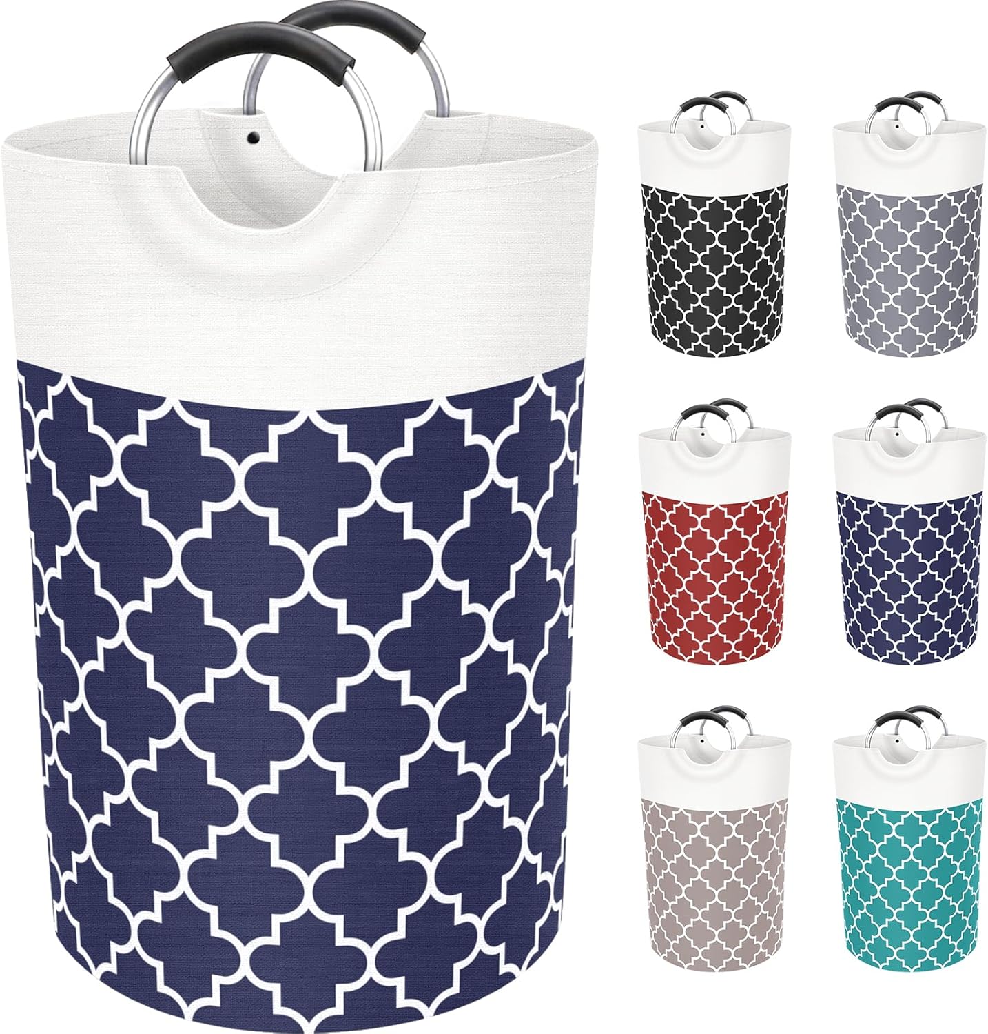 Large Laundry Basket Laundry Hamper Bag Washing Bin Clothes Bag Collapsible Tall With Handles Waterproof Travel Bathroom College Essentials Storage For College Dorm, Family (Blue)75L