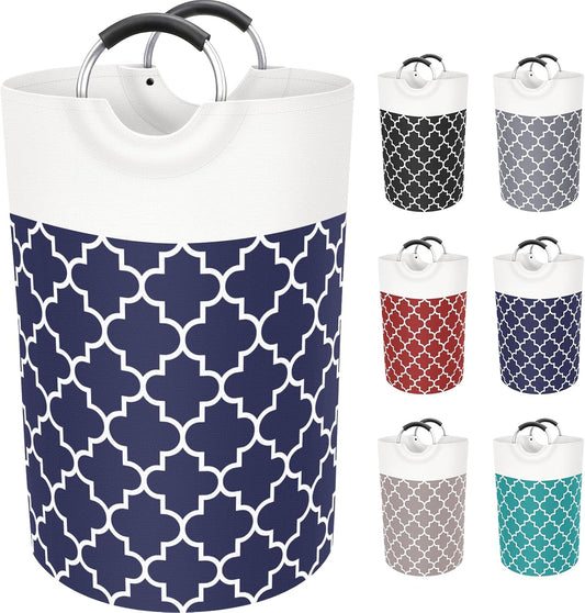 Large Laundry Basket Laundry Hamper Bag Washing Bin Clothes Bag Collapsible Tall With Handles Waterproof Travel Bathroom College Essentials Storage For College Dorm, Family (Blue)75L