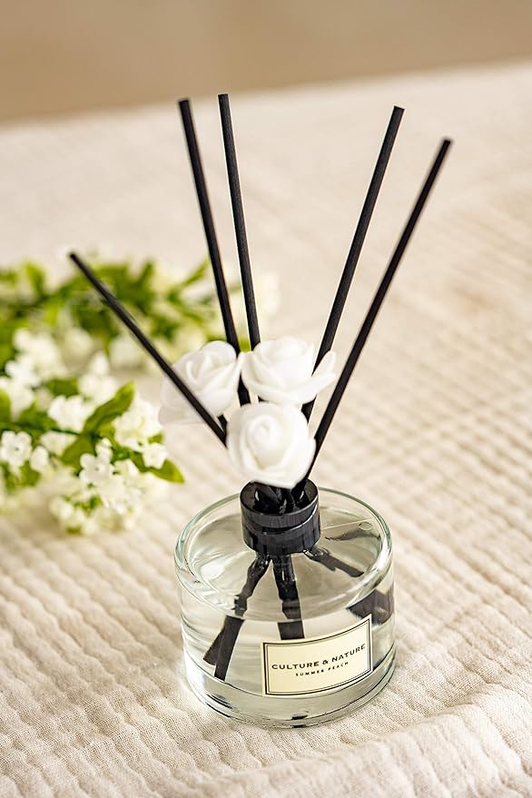 CULTURE & NATURE Reed Diffuser Set 6.7oz (200ml) French Lavender Scented Diffuser with Sticks Home Fragrance Reed Diffuser for Bathroom Shelf Decor