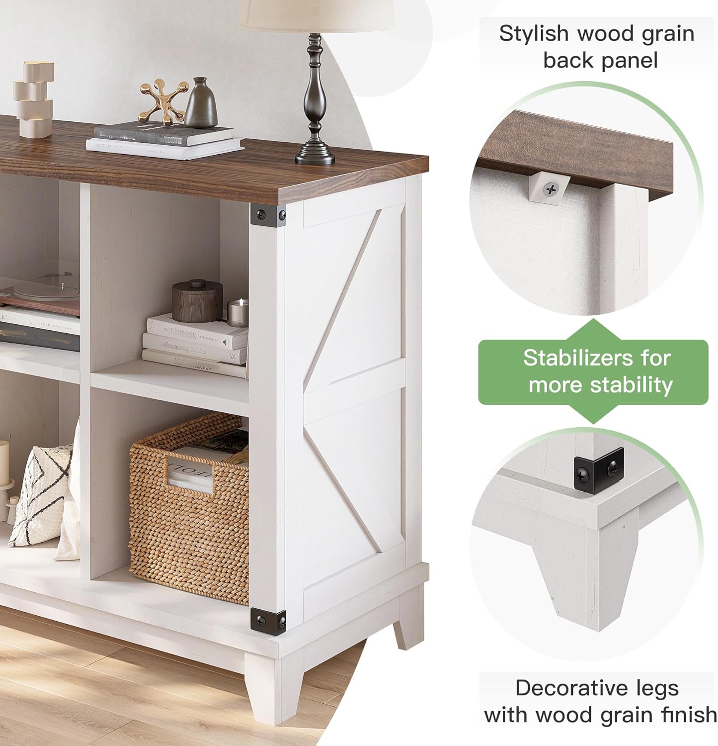 EnHomee 8 Cube Storage Organizer, Cube Organizer with Storage, Book Shelf for Bedroom and Home Office,White,Wood