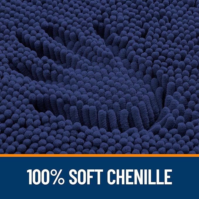 OLANLY Bathroom Rugs 36x24, Extra Soft Absorbent Chenille Bath Rugs, Rubber Backing Quick Dry, Machine Washable Bath Mats for Bathroom Floor, Tub and Shower, Home Decor Accessories, Twilight Sapphire