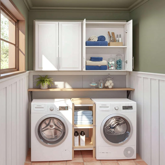 60" W Laundry Room Wall Cabinet with Adjustable Shelf,Wall Mounted Kitchen Cabinets with Two Shaker Doors,Upper Storage for Laundry Room, Bathroom, Kitchen