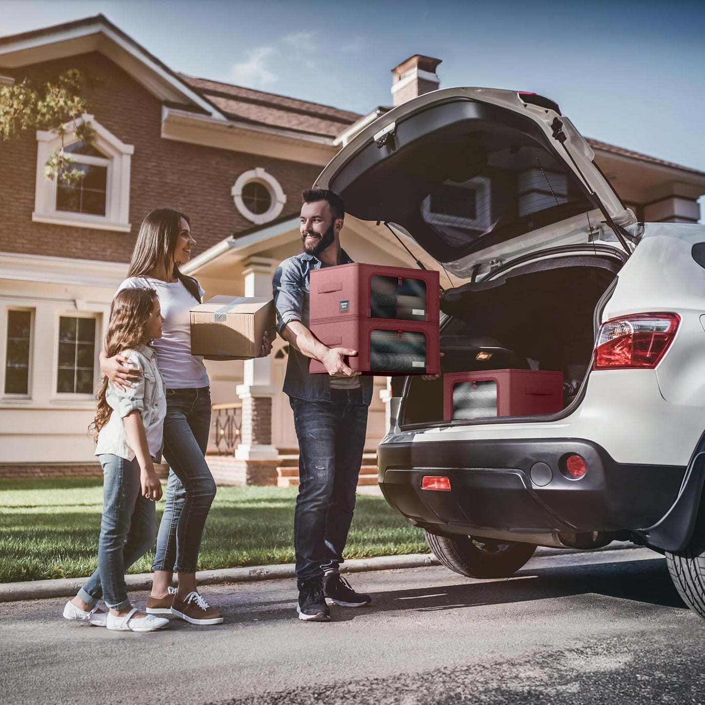 Sorbus Storage Bins with Metal Frame - Stackable & Foldable Clothes Organizer Bags - Oxford Fabric Storage Containers with Large Clear Window & Carry Handles, Bedroom Organization for Bedding & Linen