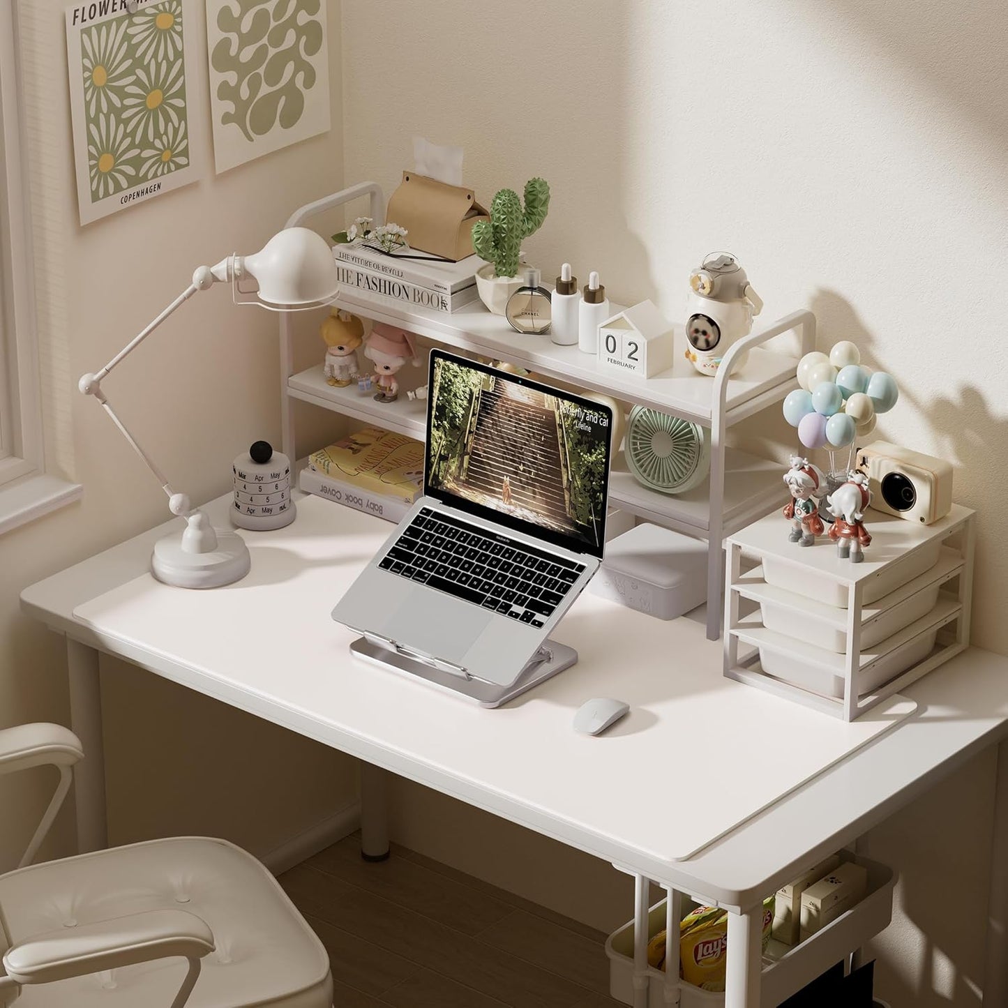 Aothia Faux Leather Desk Mat – Large Mouse Pad, Non-Slip PU Leather Blotter, Waterproof Writing Surface for Office and Home (Off-White, 47.2" x 23.6")