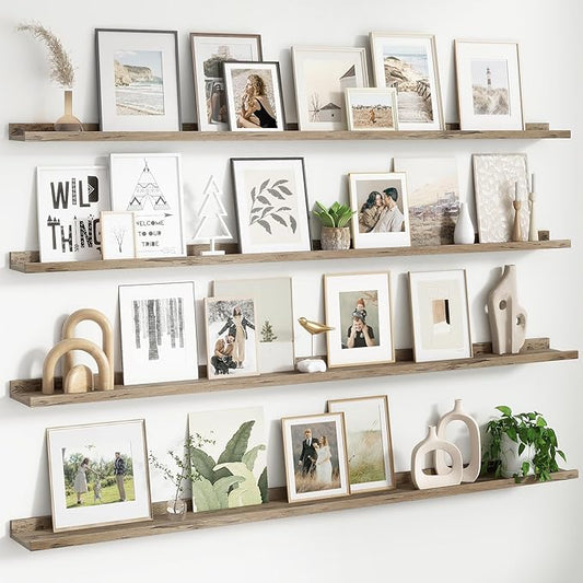 72 Inch Wall Shelves Set of 4, Modern Picture Ledge Shelves with Lip, Long Large Nursery Book Shelf for Toys Storage, Kids Bookshelf, Wall Mounted Living Room Bedroom Decor Frames