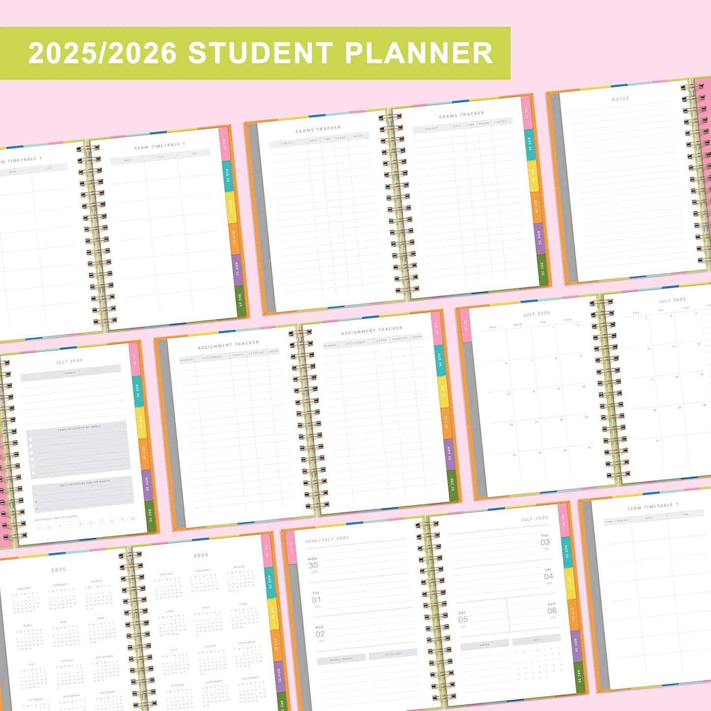 And Per Se Student Planner 2025-2026, Academic Planner July 2025 - June 2026, 8.5" × 6.2", Weekly & Monthly Lesson Plan for Students with Colorful Tabs & Stickers (Joyful Wave)