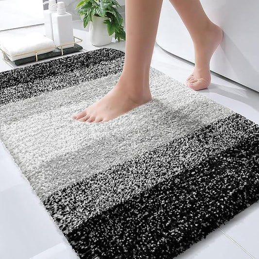 OLANLY Bathroom Rugs Mat 36x24, Extra Soft Absorbent Microfiber Bath Rugs, Rubber Backing, Quick Dry, Machine Washable Bath Mats for Bathroom Floor, Tub and Shower, Home Decor Accessories, Black