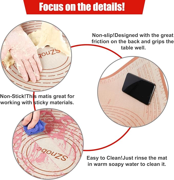Non-slip Silicone Pastry Mat 36''By 24'' Nonstick Baking Mats Extra Large Counter Mat for Dough Rolling, Pastry, Pie Crust, Fondant, Cookies, Bread, Pasta, Pizza Mat