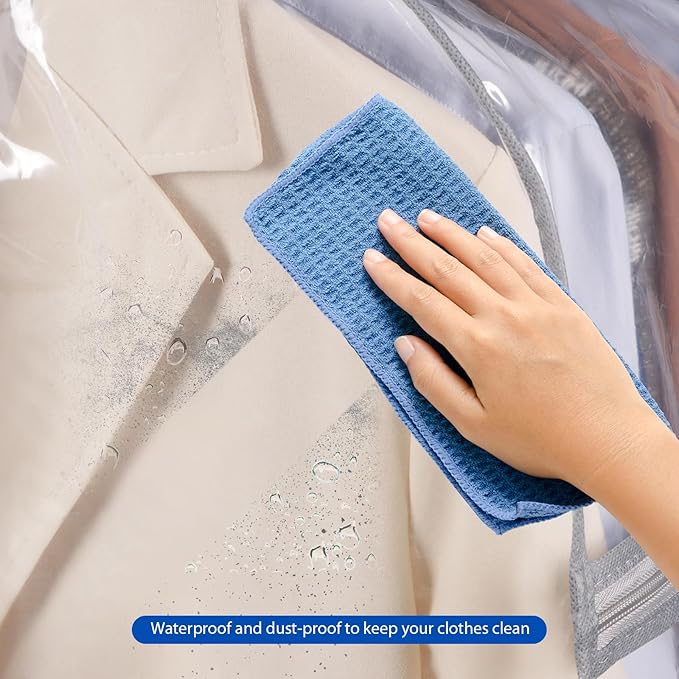 Zilink 43" Hanging Garment Bags for Hanging Clothes Clear Clothes Storage Bag Bottom Enclosed Garment Rack Cover Clothing Organizer for Suits, Fur Coat, Leather Jacket, Sweater,Shirt