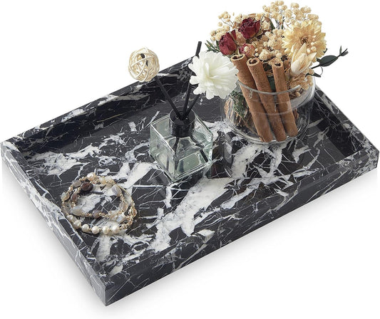 Marble Bathroom Tray,Pure Natural Vanity Tray,Marble Tray for Kitchen Counter Non-Ceramic/Non-Resin,Stone Trays 12 x 8 inch