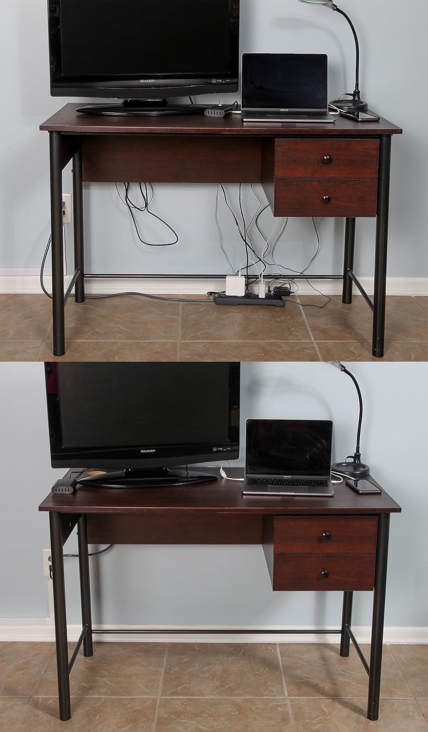 Simple Cord Wire Tray Desk Cable Organizer - 32" Open Slot Raceway to Hold Cables, Cords, or Wires on Desks - Office Cable Management (Pack of 2) (5582703058) Black