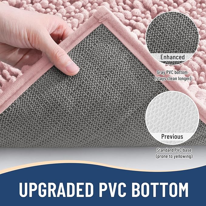 Arotive Luxury Chenille Bathroom Rug Mat, Extra Soft Thick Absorbent Shaggy Bath Rugs, Non-Slip Machine Wash Dry, Plush Bath Mats for Bathroom, Shower and Tub, 24x16, Dirty Pink