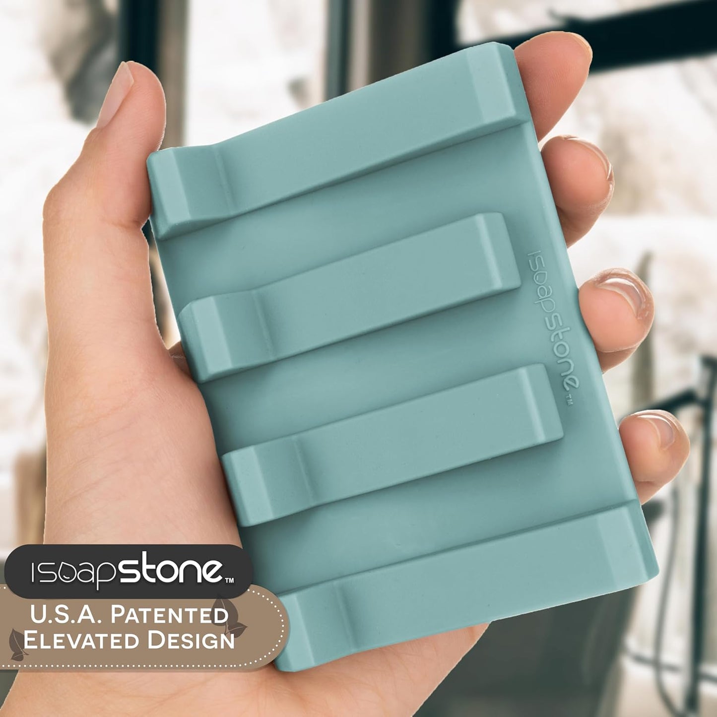 Silicone Soap Dish (USA Patented) Self Draining Bar Soap Holder for Shower Bathroom Sink, Drying Soap Dish Tray Sponge Holder Easy Cleaning Soap Saver Mat Travel Accessories (Teal, 1)