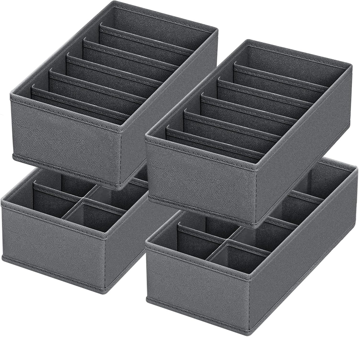 4 PACK Sock Underwear Drawer Organizer Dividers, Collapsible Cabinet Closet Storage Boxes for Clothes, Socks, Lingerie, Underwear, Tie, Belt,Bedroomedroom