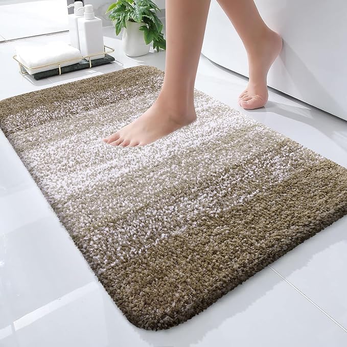 OLANLY Bathroom Rugs Mat 24x16, Extra Soft Absorbent Microfiber Bath Rugs, Rubber Backing, Quick Dry, Machine Washable Bath Mats for Bathroom Floor, Tub and Shower, Home Decor Accessories, Coffee