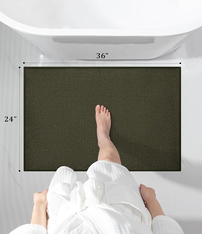 YIHOUSE Bathroom Rugs Mat 24x36, Non Slip Quick Dry Bath Mats for Bathroom Absorbent Ultra Thin Bath Rugs Machine Washable Fit Under Door for Sink, Cabinet, Laundry (Dark Green, 24"x36")