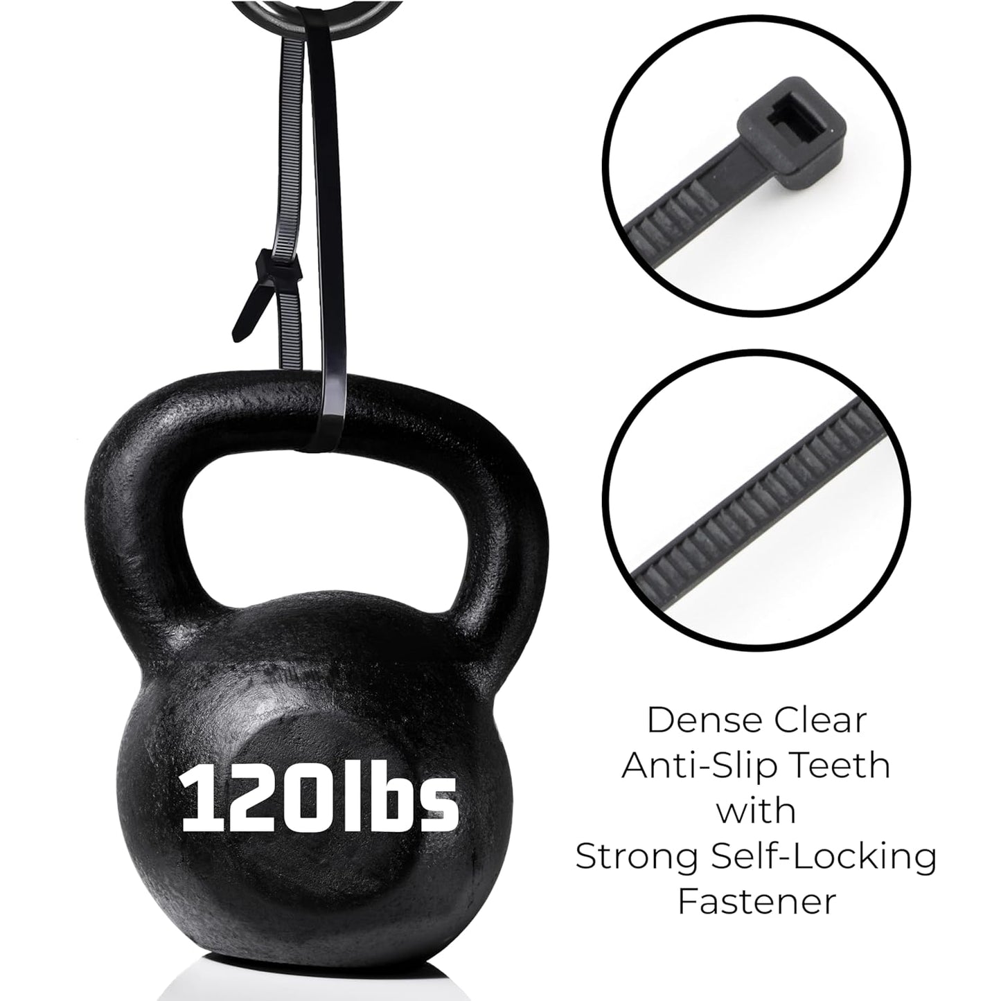 15" Black Zip Cable Ties (100 Pack), 120lbs Tensile Strength - Heavy Duty, Self-Locking Premium Nylon Cable Wire Ties for Indoor and Outdoor by Bolt Dropper (Black)