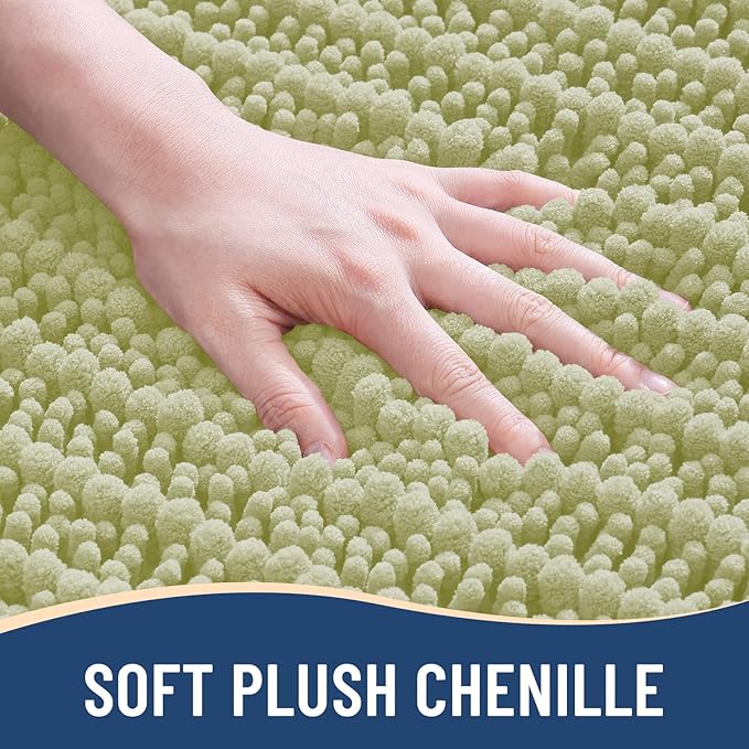 Arotive Luxury Chenille Bathroom Rug Mat, Extra Soft Thick Absorbent Shaggy Bath Rugs, Non-Slip Machine Wash Dry, Plush Bath Mats for Bathroom, Shower and Tub, 24x16, Vanilla