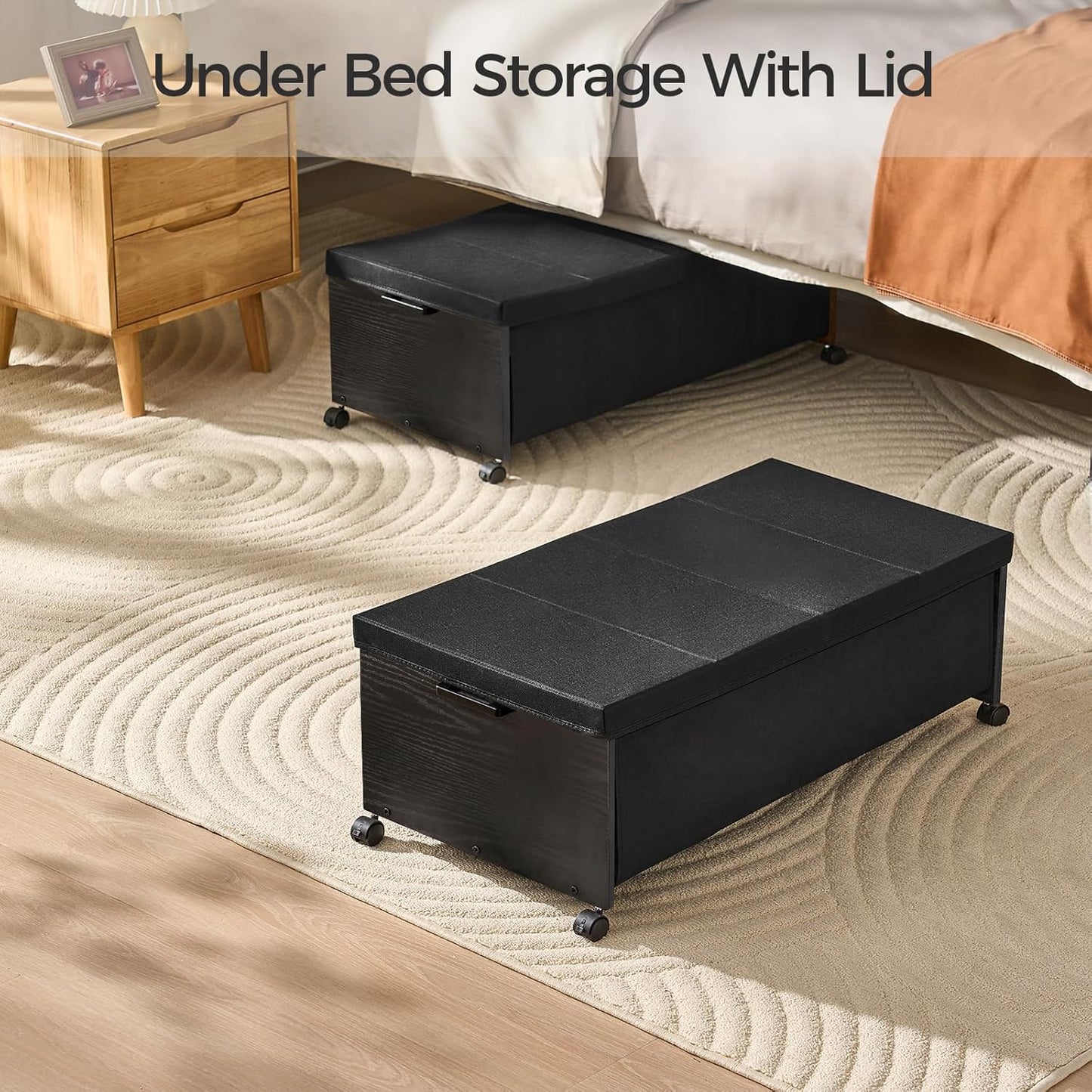 Under Bed Drawers on Wheels, XXXXL Size, UnderBed Storage with Wheels, Wooden Under Bed Storage, Underbelly Storage, Heavy Duty, Patented Design