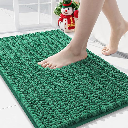 Arotive Luxury Chenille Bathroom Rug Mat, Extra Soft Thick Absorbent Shaggy Bath Rugs, Non-Slip Machine Wash Dry, Plush Bath Mats for Bathroom, Shower and Tub, 36x24, Emerald