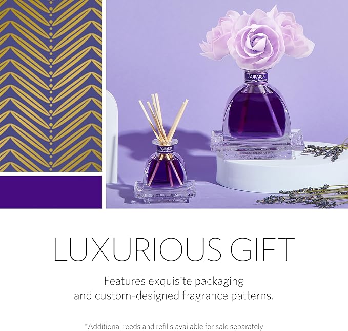 AGRARIA AirEssence & PetiteEssence Flower and Reed Diffuser Set, Luxury Home Fragrance Set, Scented Oil Reed Diffuser Gift for All Occasions